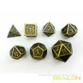 Ancient Brass Solid Metal Polyhedral D&D Dice Set